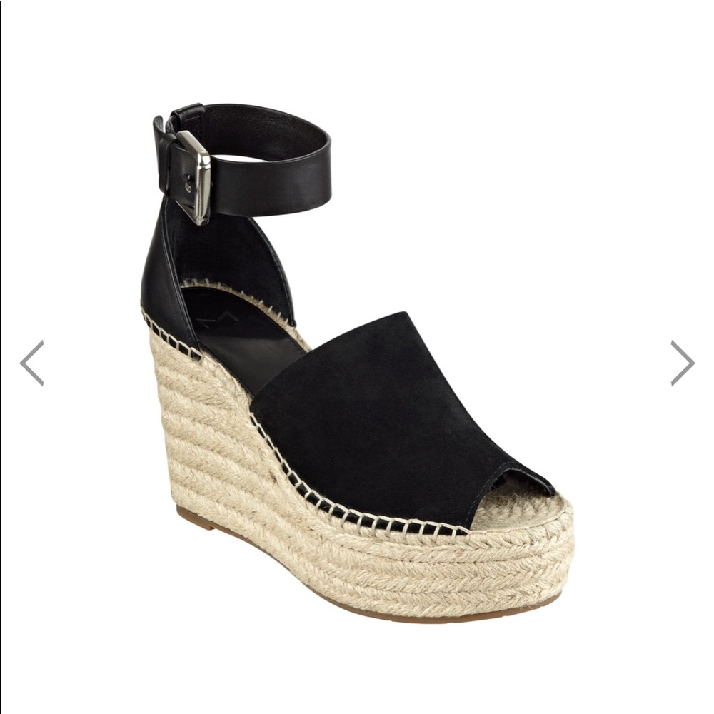 7.5 Marc Fisher LTD Black Suede 
ADALYN ESPADRILLE WEDGE SANDAL